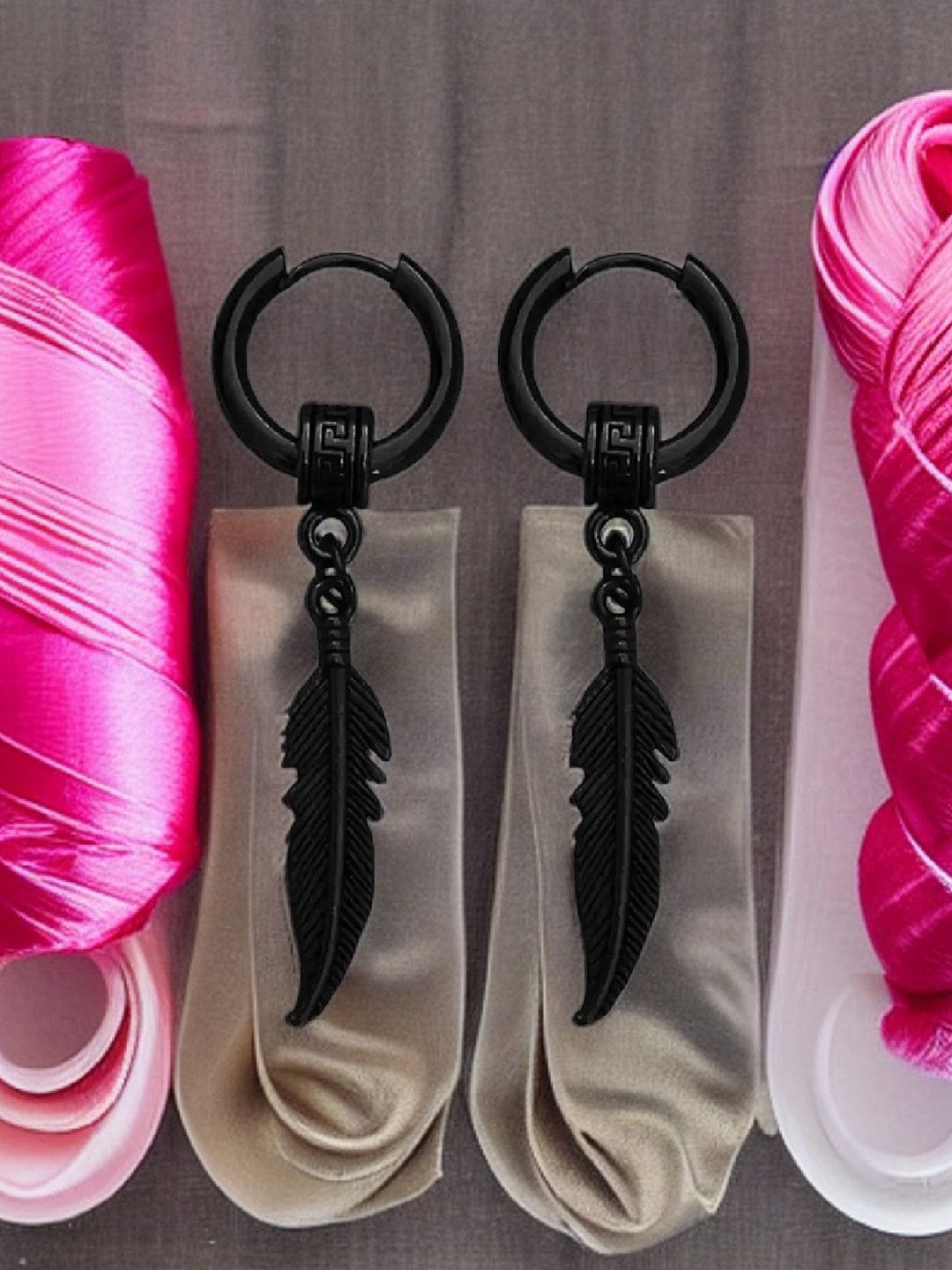 RUHI COLLECTION Feather Shaped Hoop Earrings