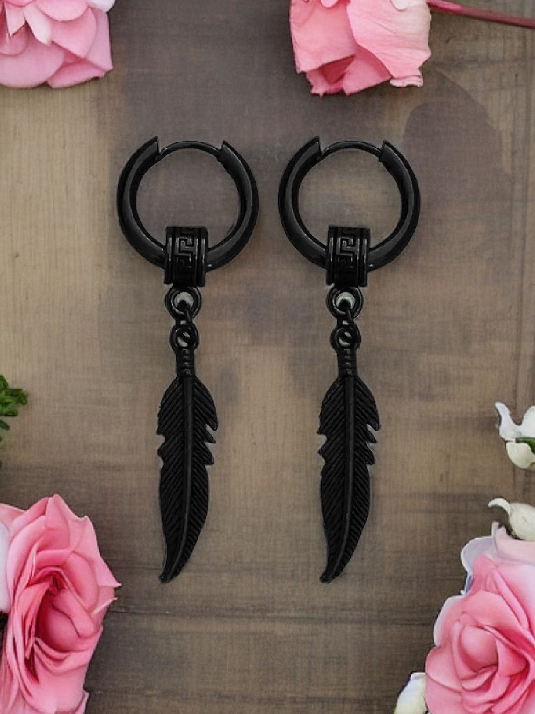 RUHI COLLECTION Feather Shaped Hoop Earrings