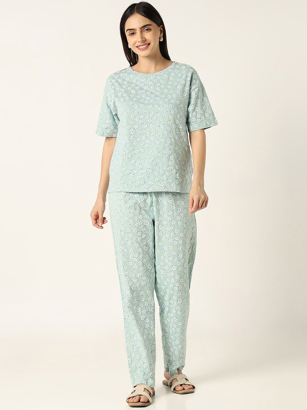 R&B Women Printed Pure Cotton Night suit