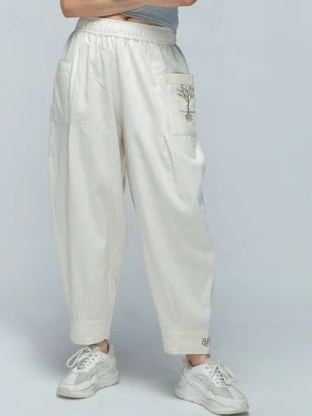 KSHM Unisex Abstract Embroidered Cotton Harem Pants