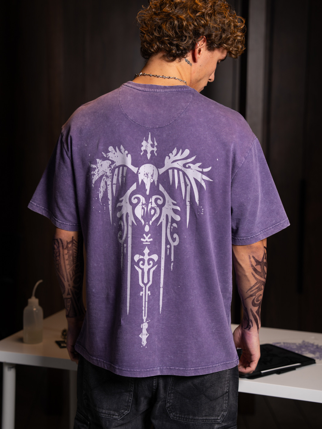 WROGN Graphic Printed Washed Effect Drop-Shoulder Sleeves Pure Cotton Oversized T-shirt