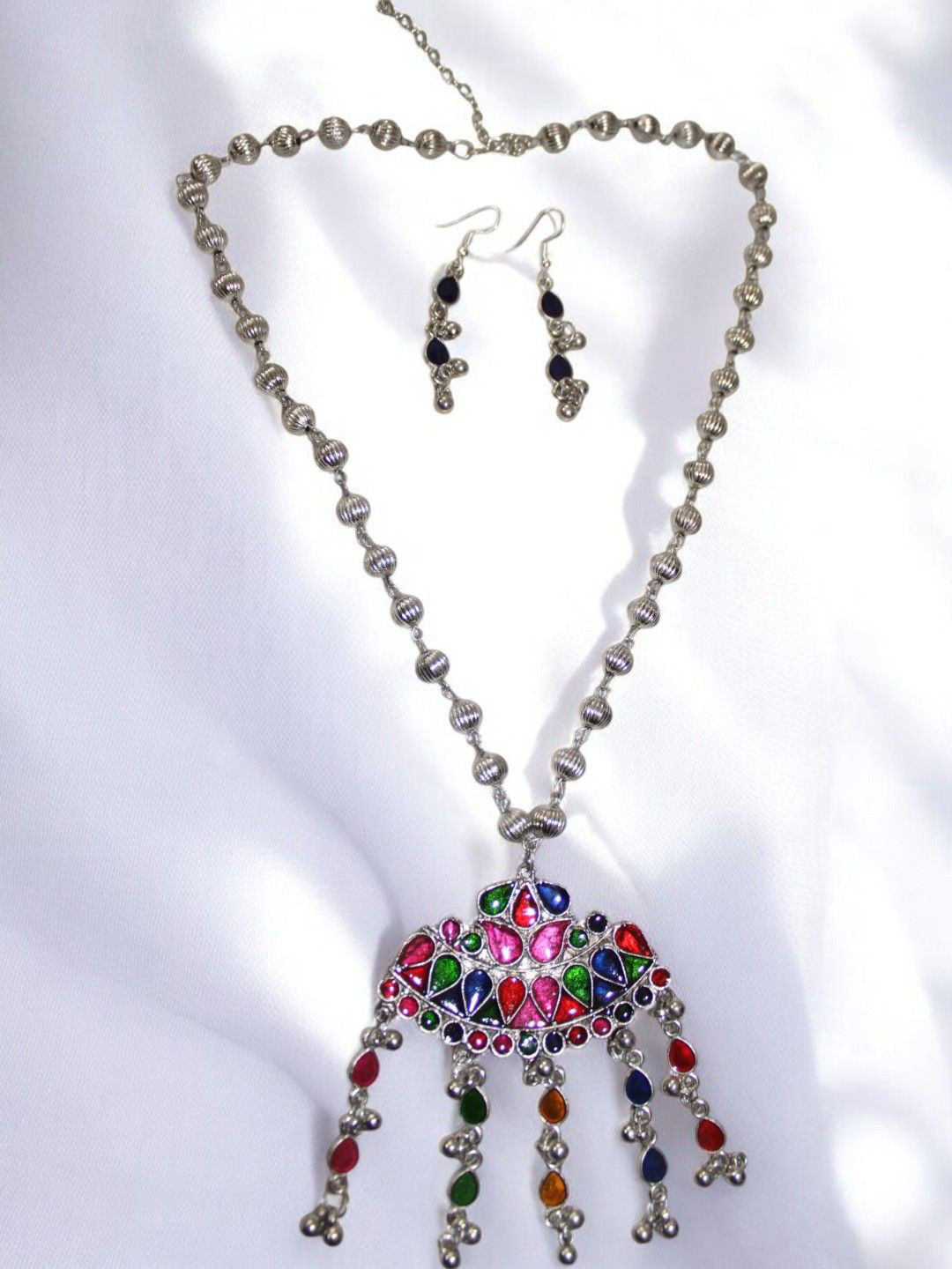 Jolly Faces Oxidised Stone-Studded Jewellery Set