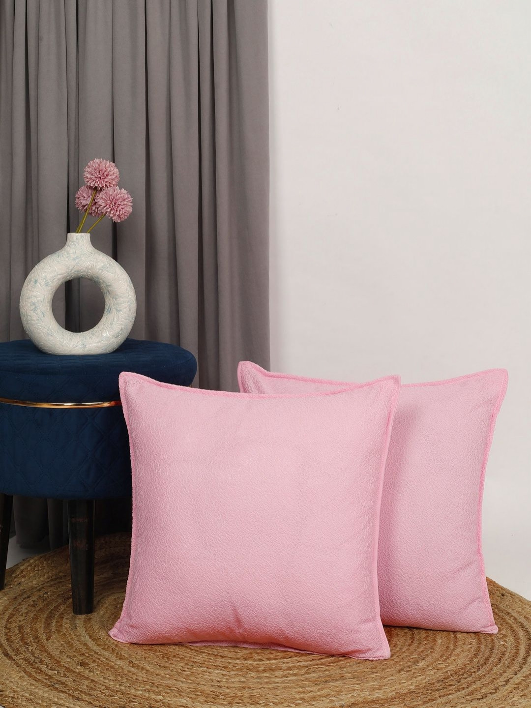 THE CONVERSION Pink Set of 2 Square Cushion Covers