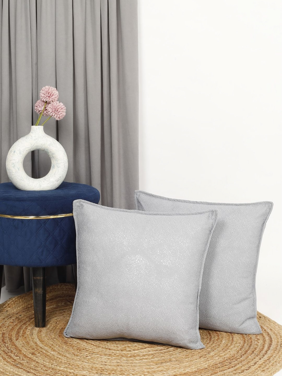 THE CONVERSION Grey Set of 2 Square Cushion Covers