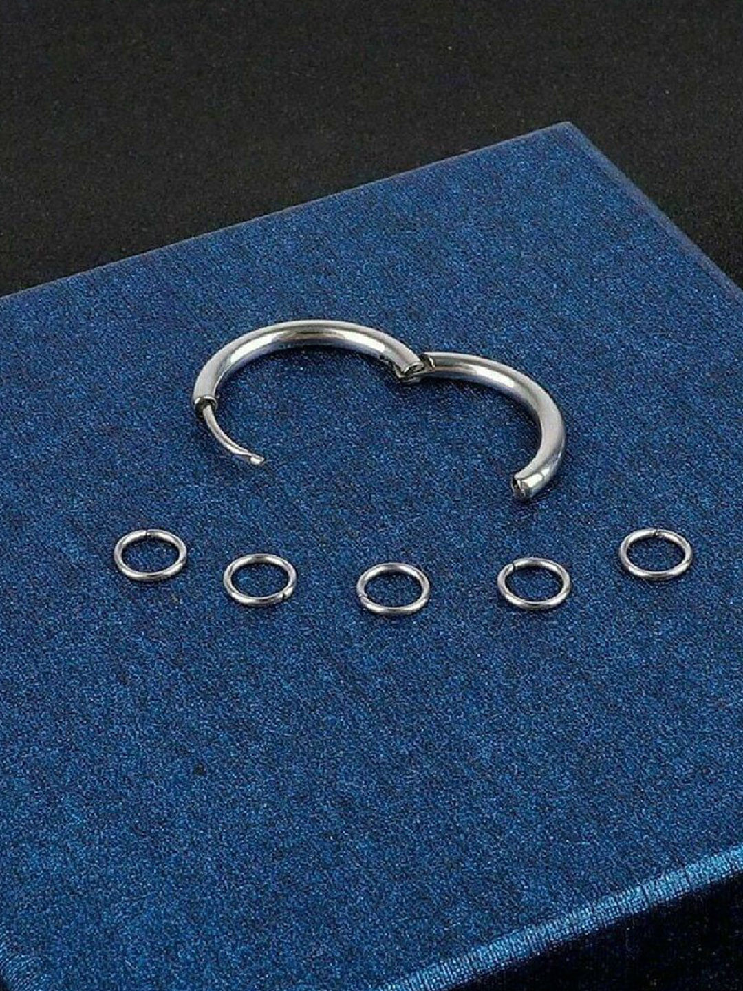 RUHI COLLECTION Surgical Silver-Plated Circular Hoop Earrings
