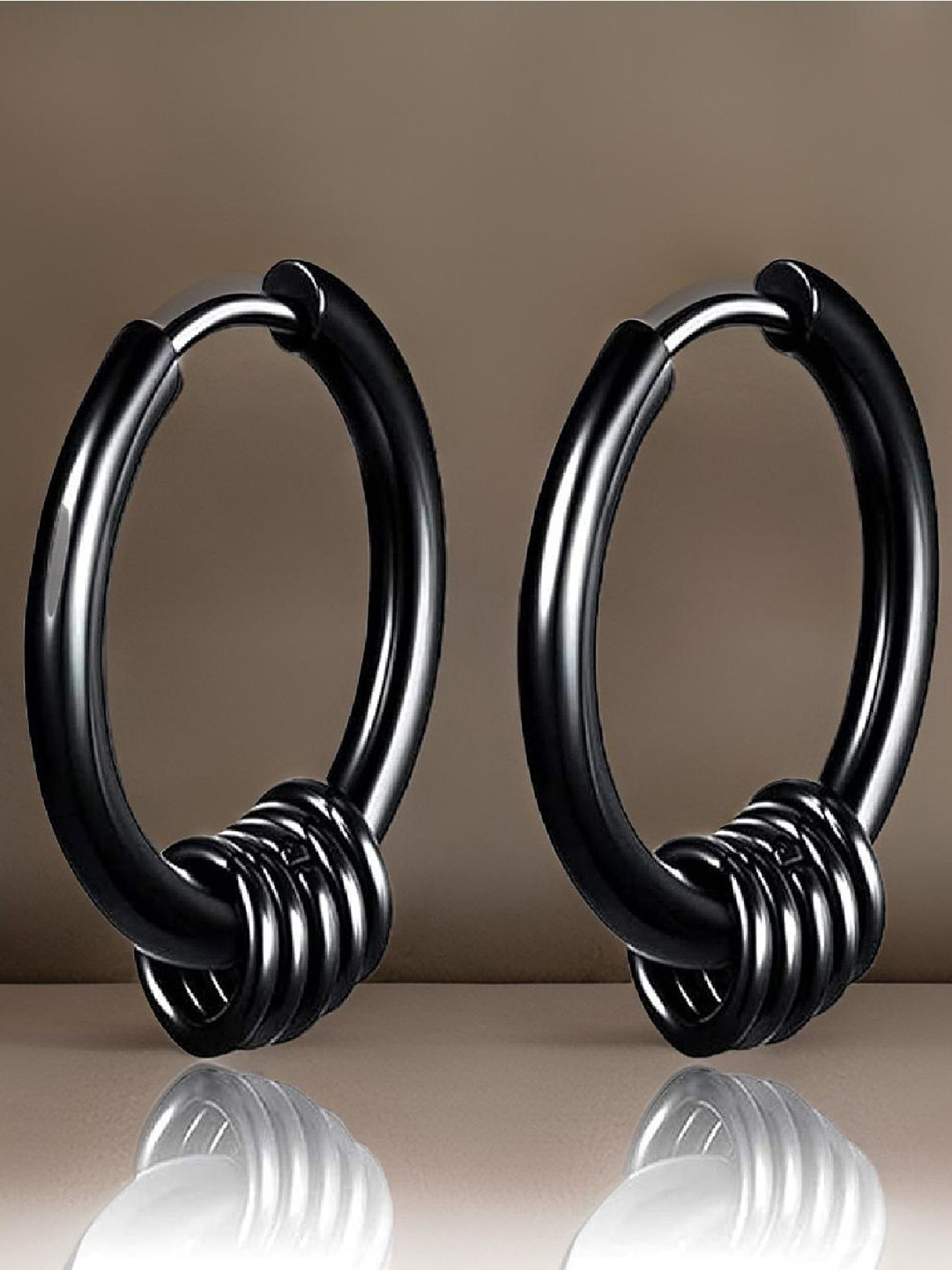 RUHI COLLECTION Stainless Steel Circular Surgical Hoop Earrings