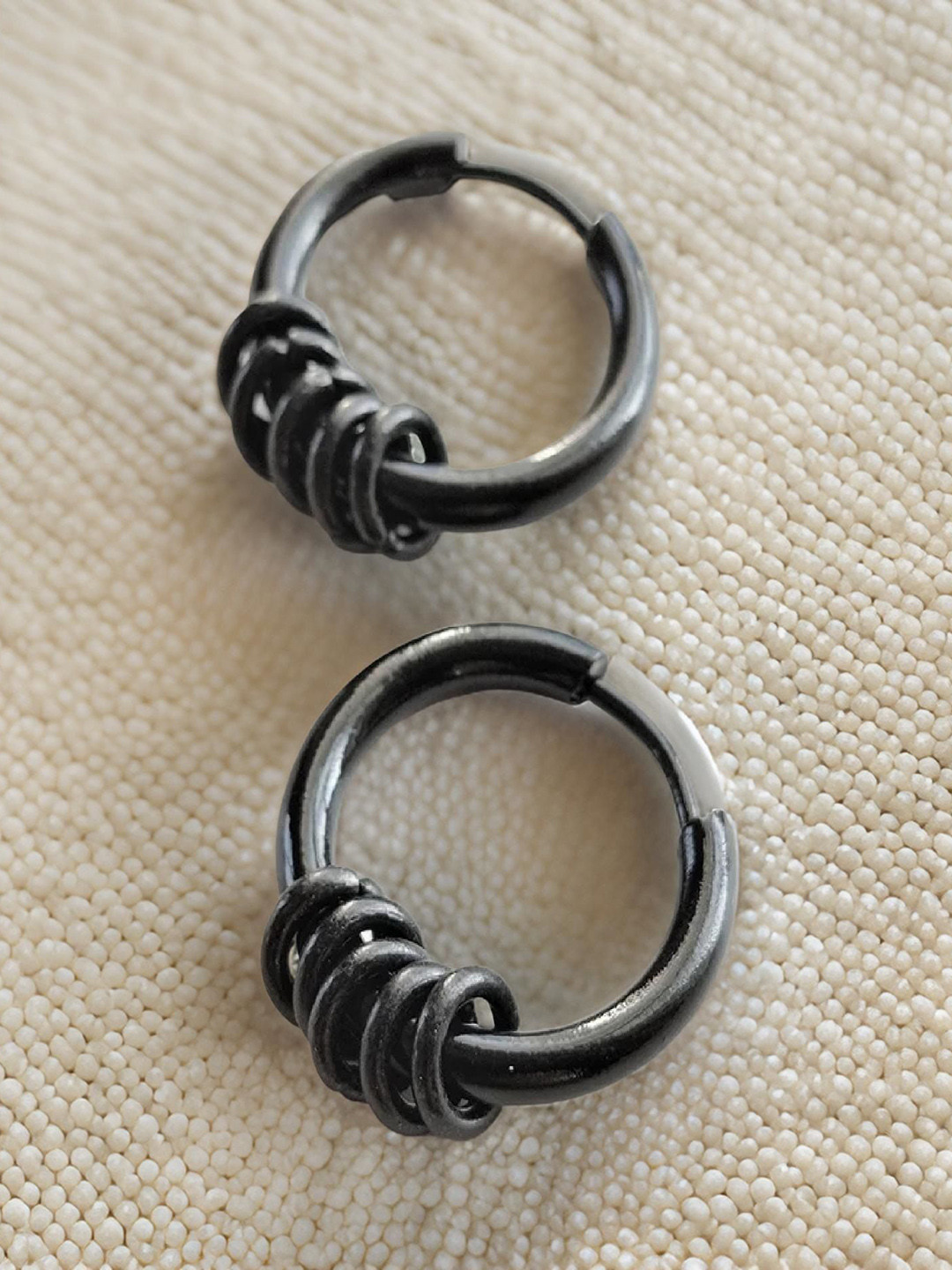 RUHI COLLECTION Stainless Steel Circular Surgical Hoop Earrings