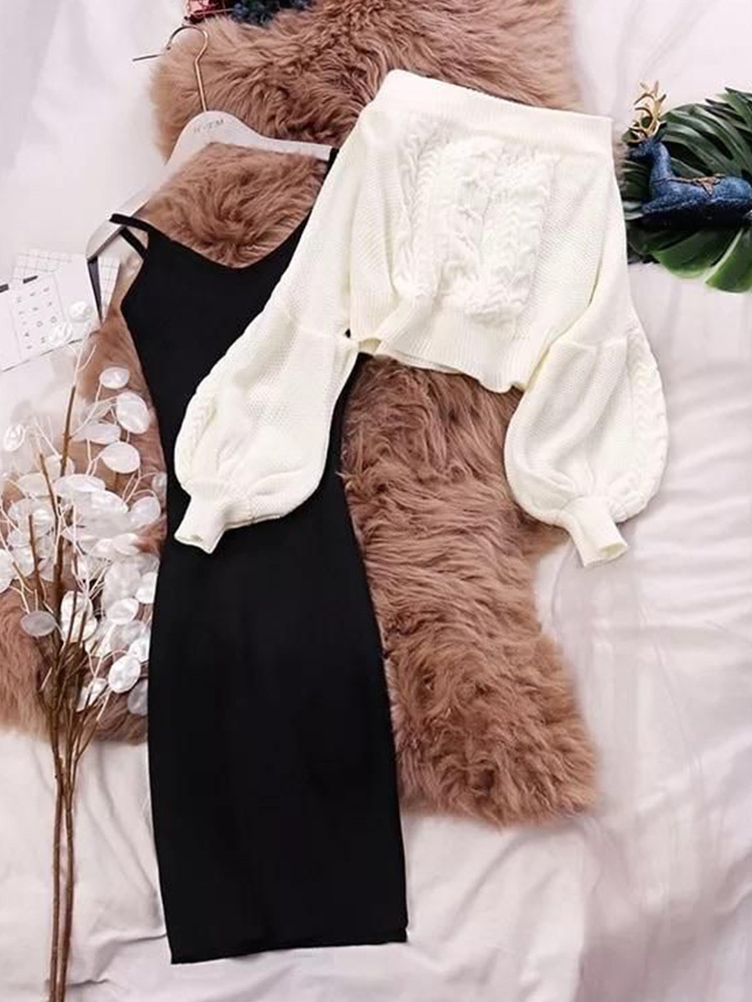 Miss Mosa By Akanksha  Women Black Renny Luxury Pullover with Dress