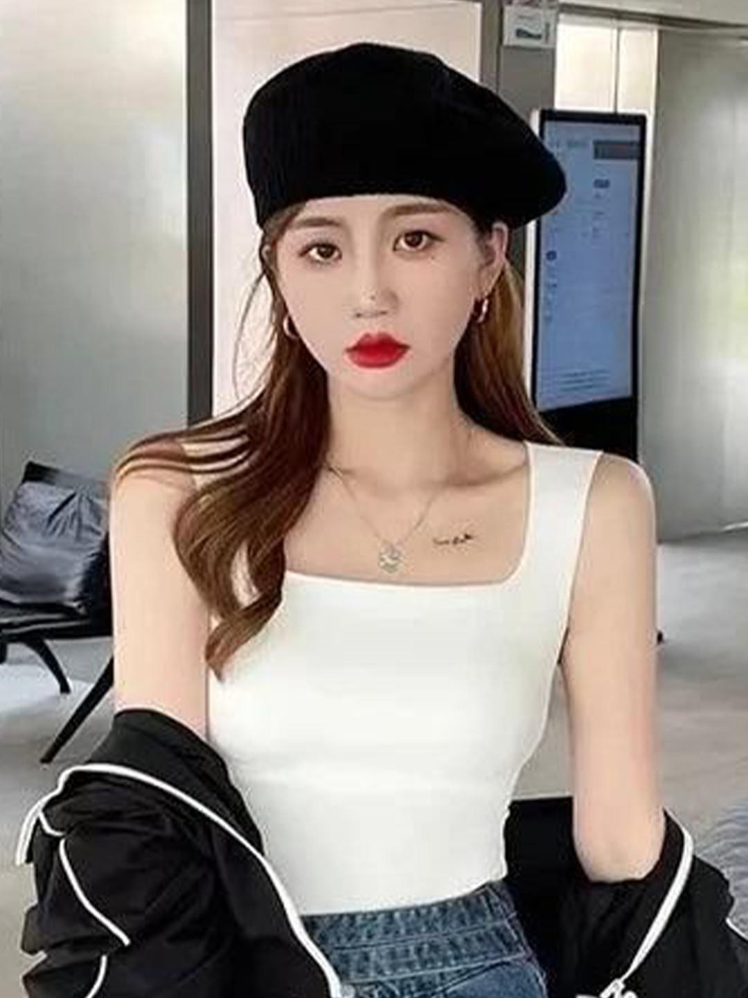 Miss Mosa By Akanksha  White Women Nino Tank Tops with Inbuilt Bra