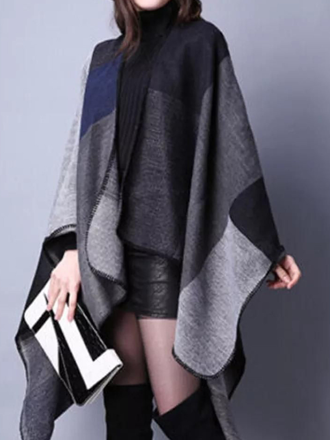 Miss Mosa By Akanksha  Women Black Luxury Cashmere Capes