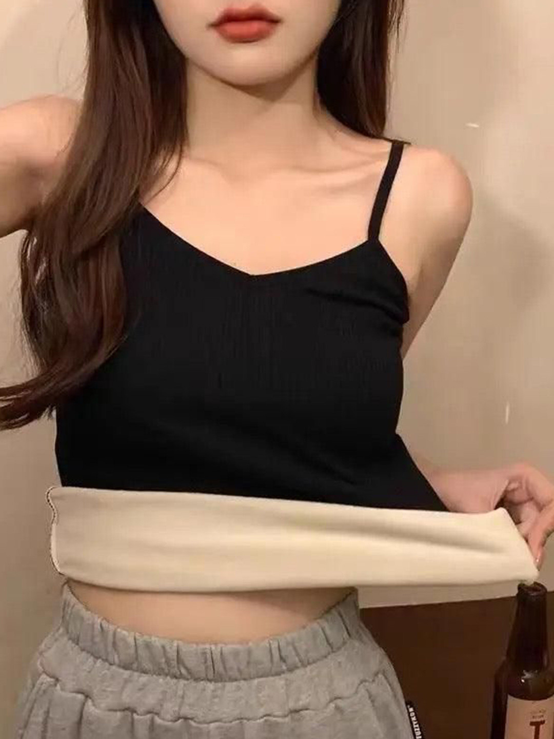 Miss Mosa By Akanksha  Black Women Saler Warm Tank Tops with Fleece Lining