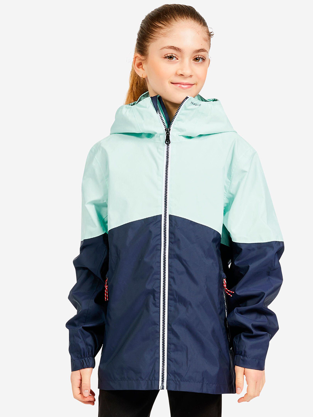 Decathlon Tribord Girls Blue Full-zip Hooded Waterproof Sailing Jacket