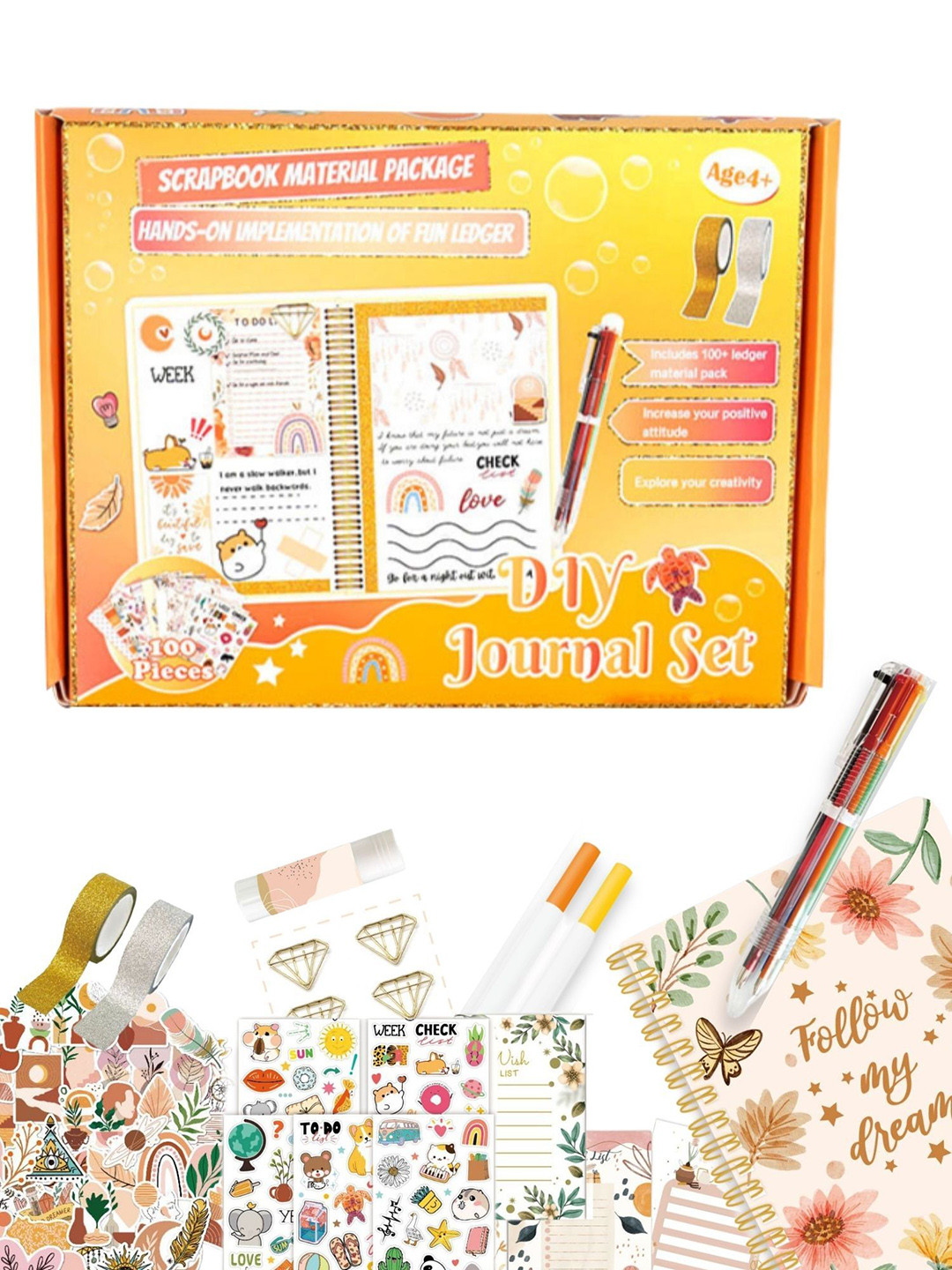Tinker Squad Floral Scrapbook Journal Set with Diary DIY Craft Accessories Stationery Gift