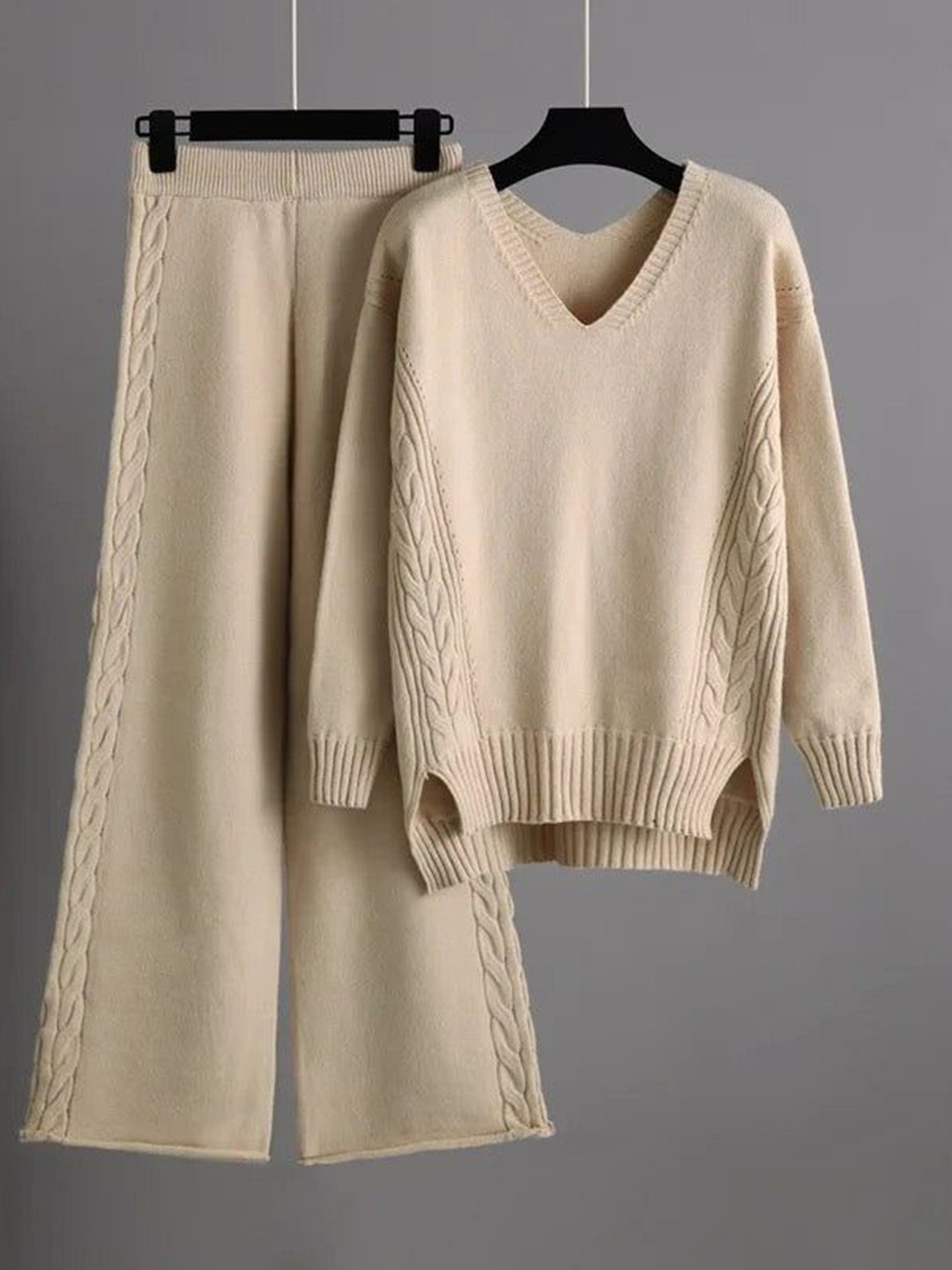 Miss Mosa By Akanksha  Beige Leslie Luxe Winter Coord Set - Tracksuit