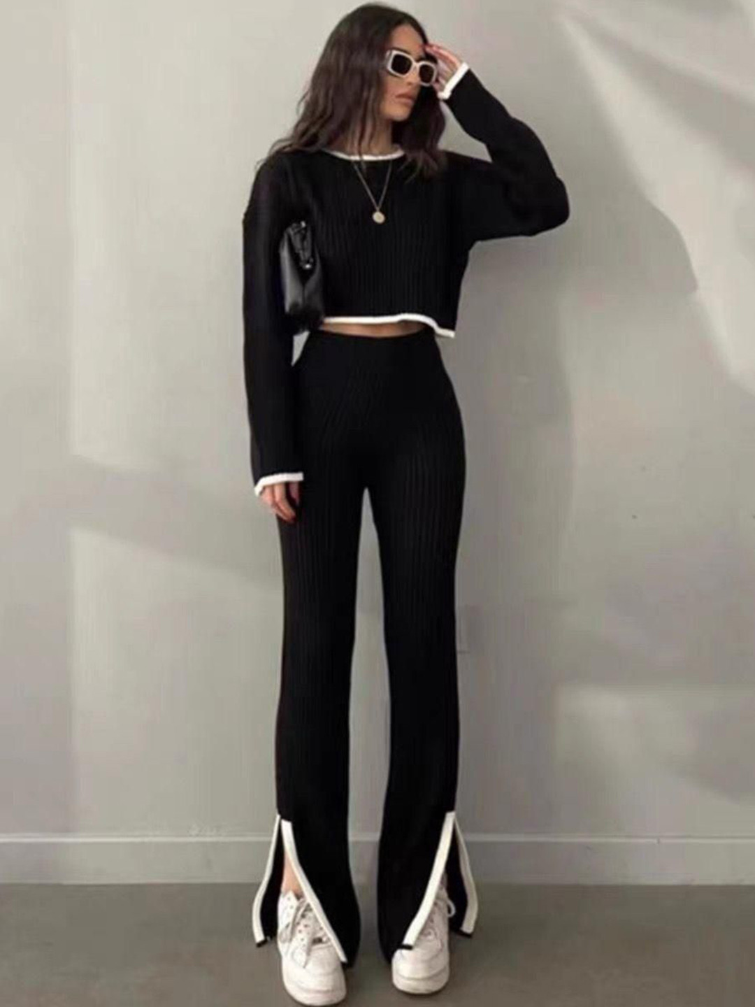 Miss Mosa By Akanksha  Black Flavia Woolen Coord Set