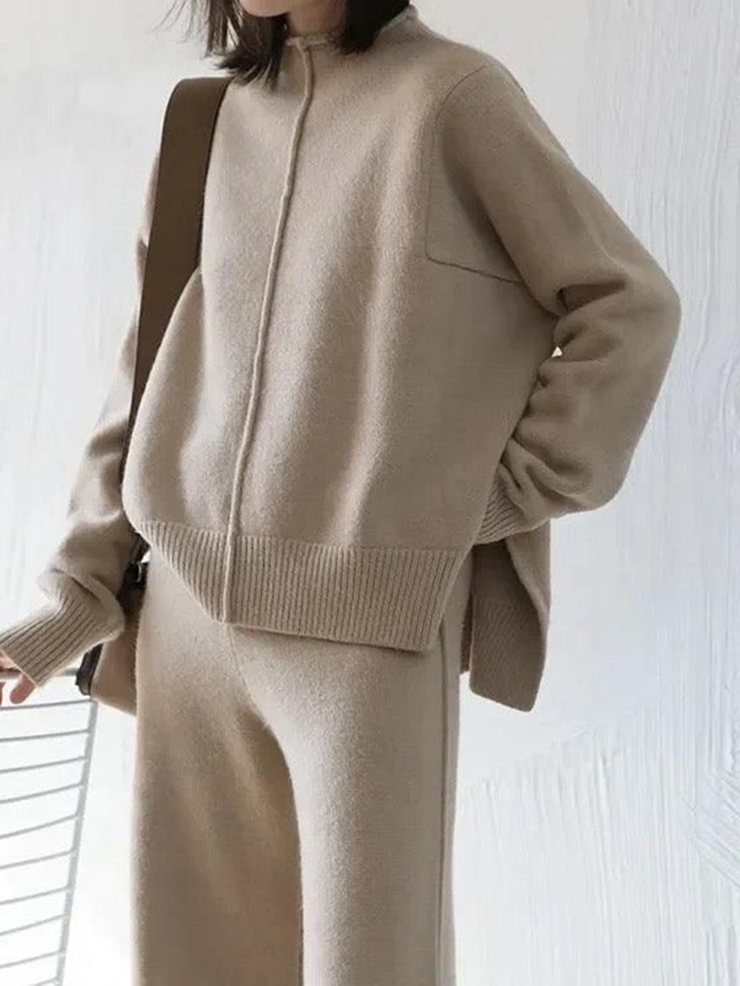 Miss Mosa By Akanksha  Beige Hollis Statement Winter Coord Set- Tracksuit