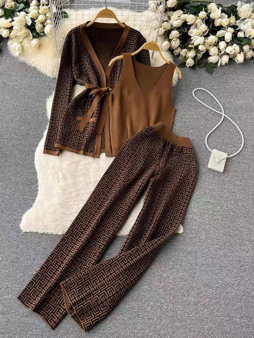 Miss Mosa By Akanksha  Brown Jordan Woolen Coord Set