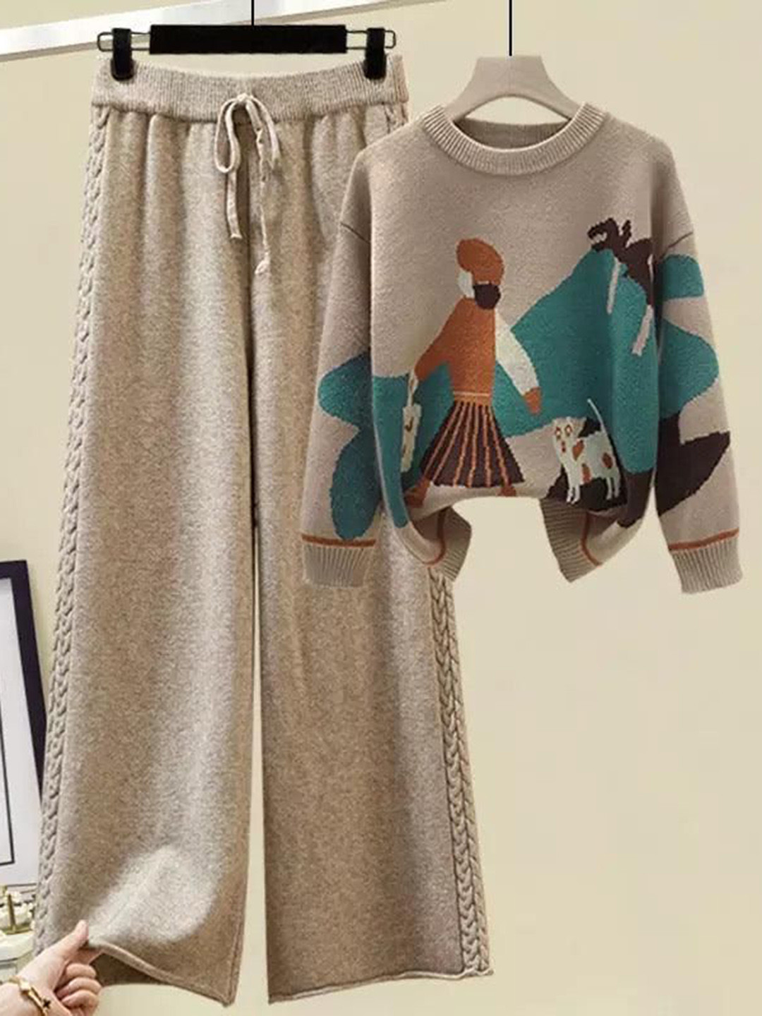 Miss Mosa By Akanksha  Beige Kate Woolen Coord Set