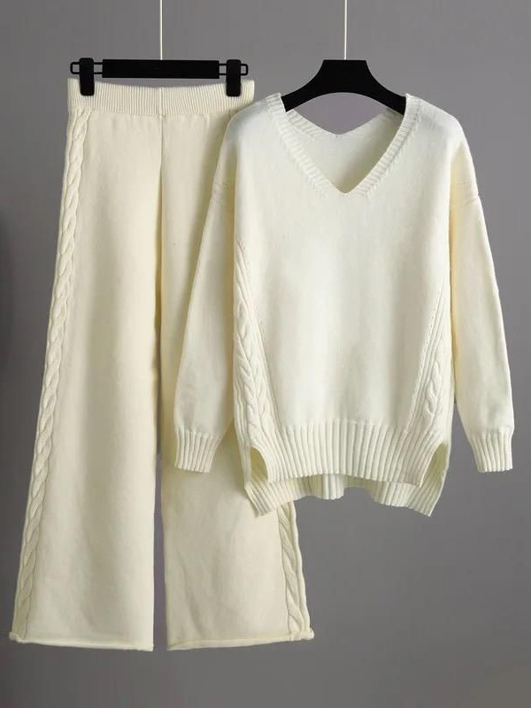 Miss Mosa By Akanksha  Off White Leslie Luxe Winter Coord Set - Tracksuit