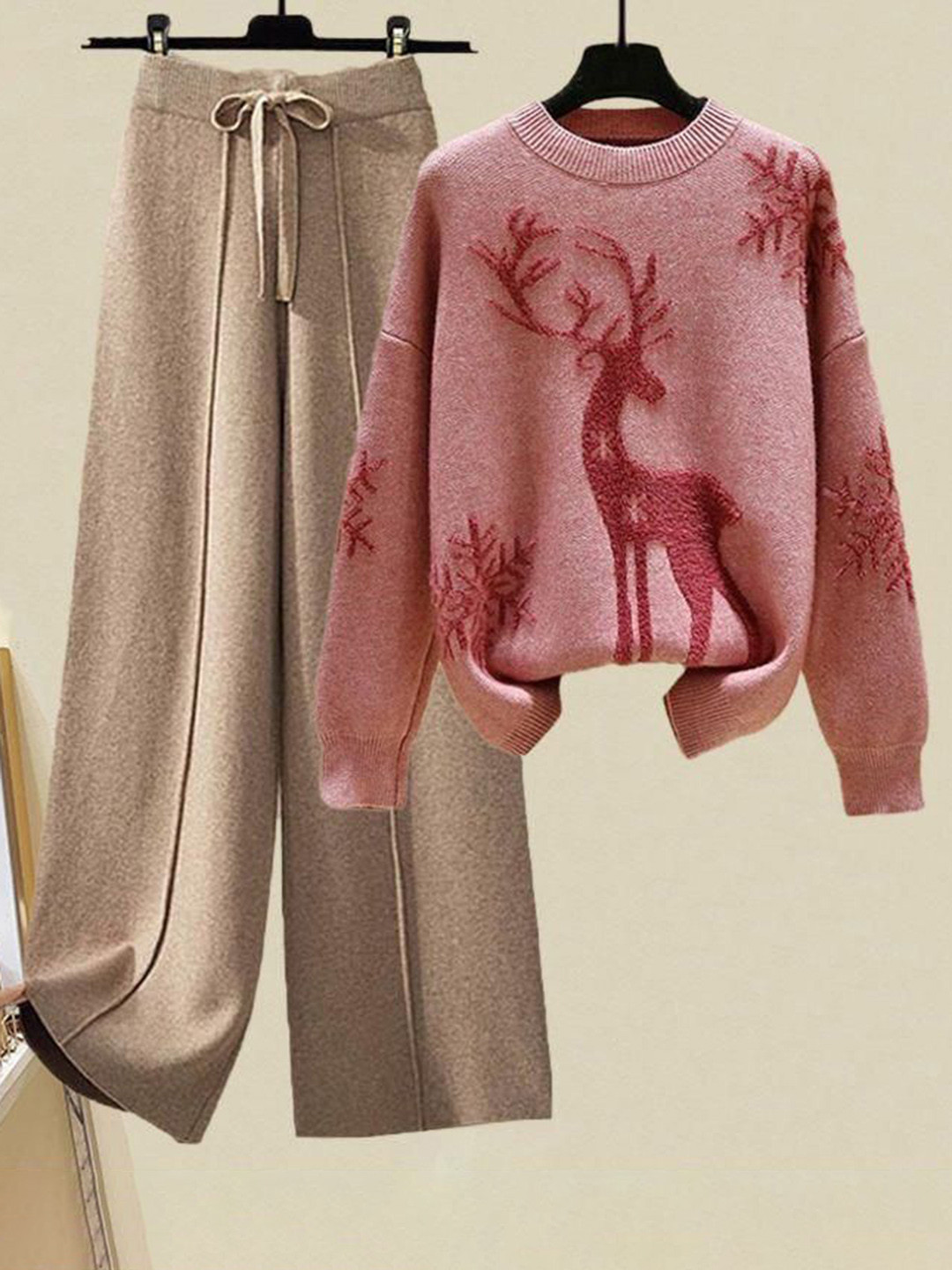 Miss Mosa By Akanksha  Pink Siruki Woolen Coord Set