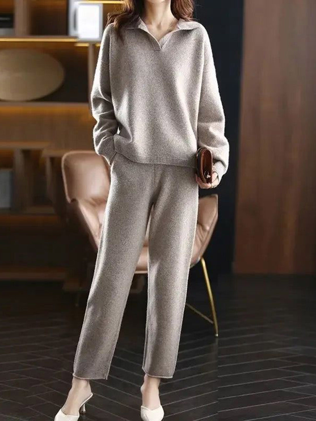 Miss Mosa By Akanksha  Grey Horret Luxe Winter Coord Set - Tracksuit