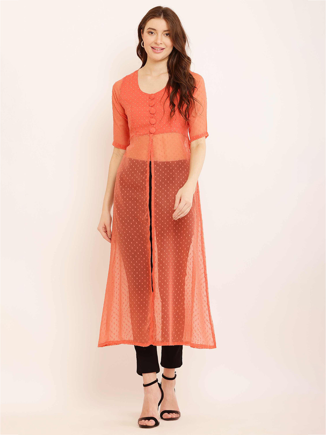 Sash Women Woven Design A-Line Kurti