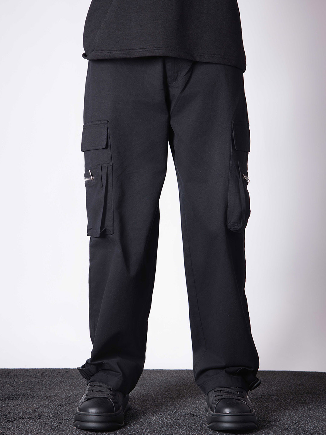 Hop Head Black Military Pockets Cotton Cargo