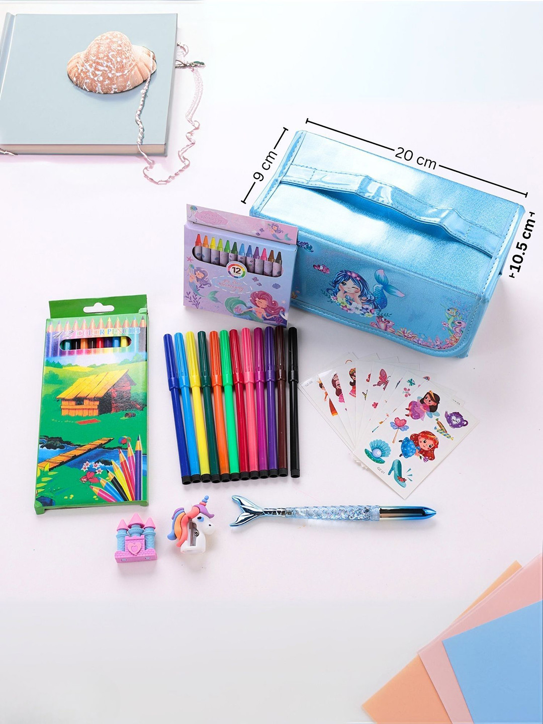 Tinker Squad 50 Pieces Unicorn Premium Case Art Drawing & Colouring Gift Set Stationery