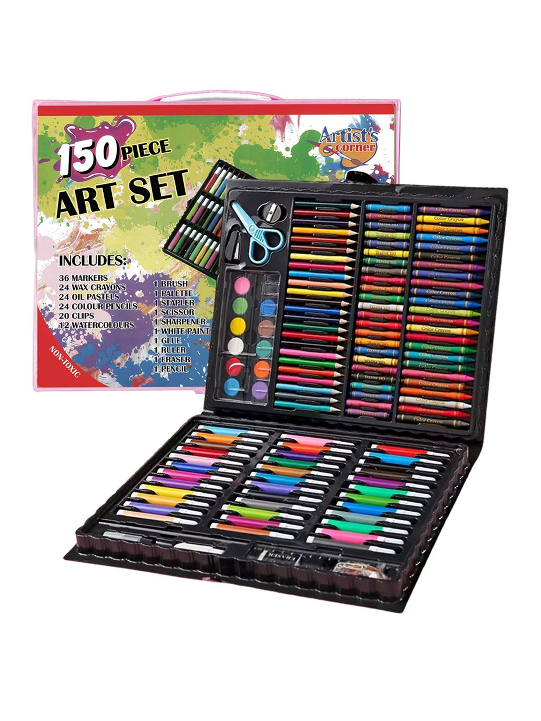 Tinker Squad 150 Pcs Art Kit Drawing & Colouring Pens Crayons Gift Set Stationery