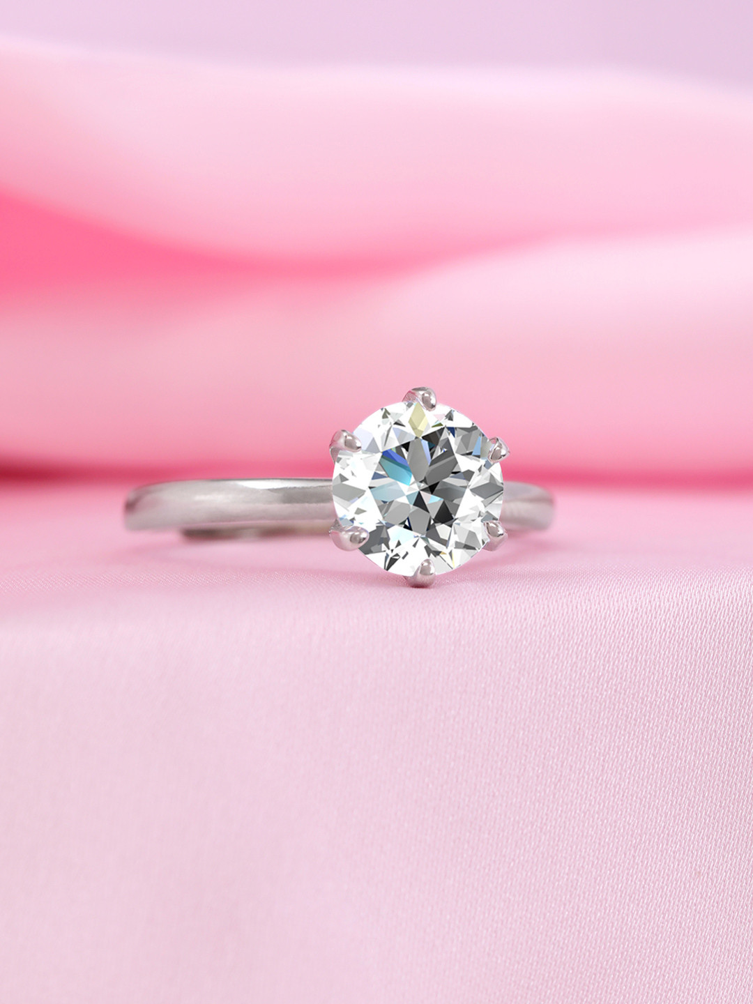 Zavya 925 Sterling Silver Solitaire Rhodium Plated Ring