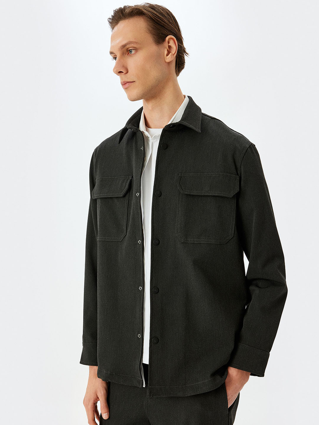 Koton Men Solid Spread Collar Shackets