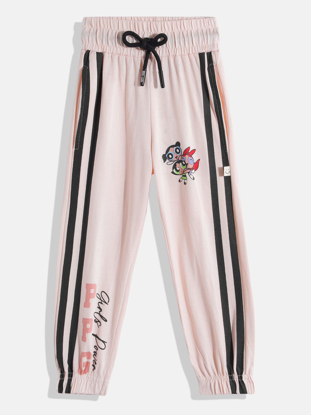 Happy Faces Girls Power Puff Printed Pleated Pure Cotton Joggers