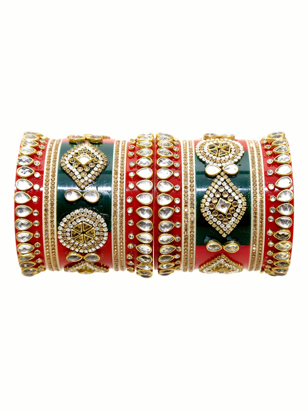 Align Set Of 2 Gold-Plated American Diamond Stone Studded Chuda Bangles