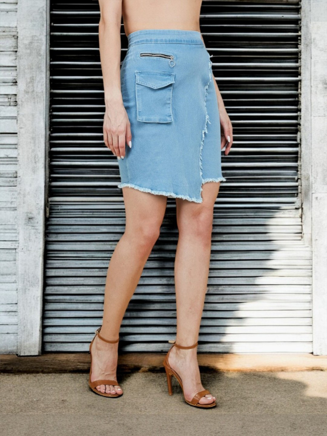 DressBerry Women Denim Wrap Skirt