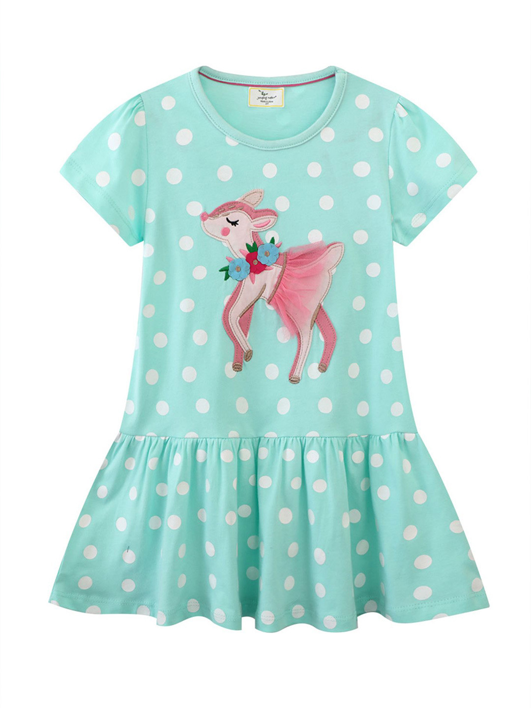 LULU & SKY Girls Polka Dots Printed Drop-Waist Dress