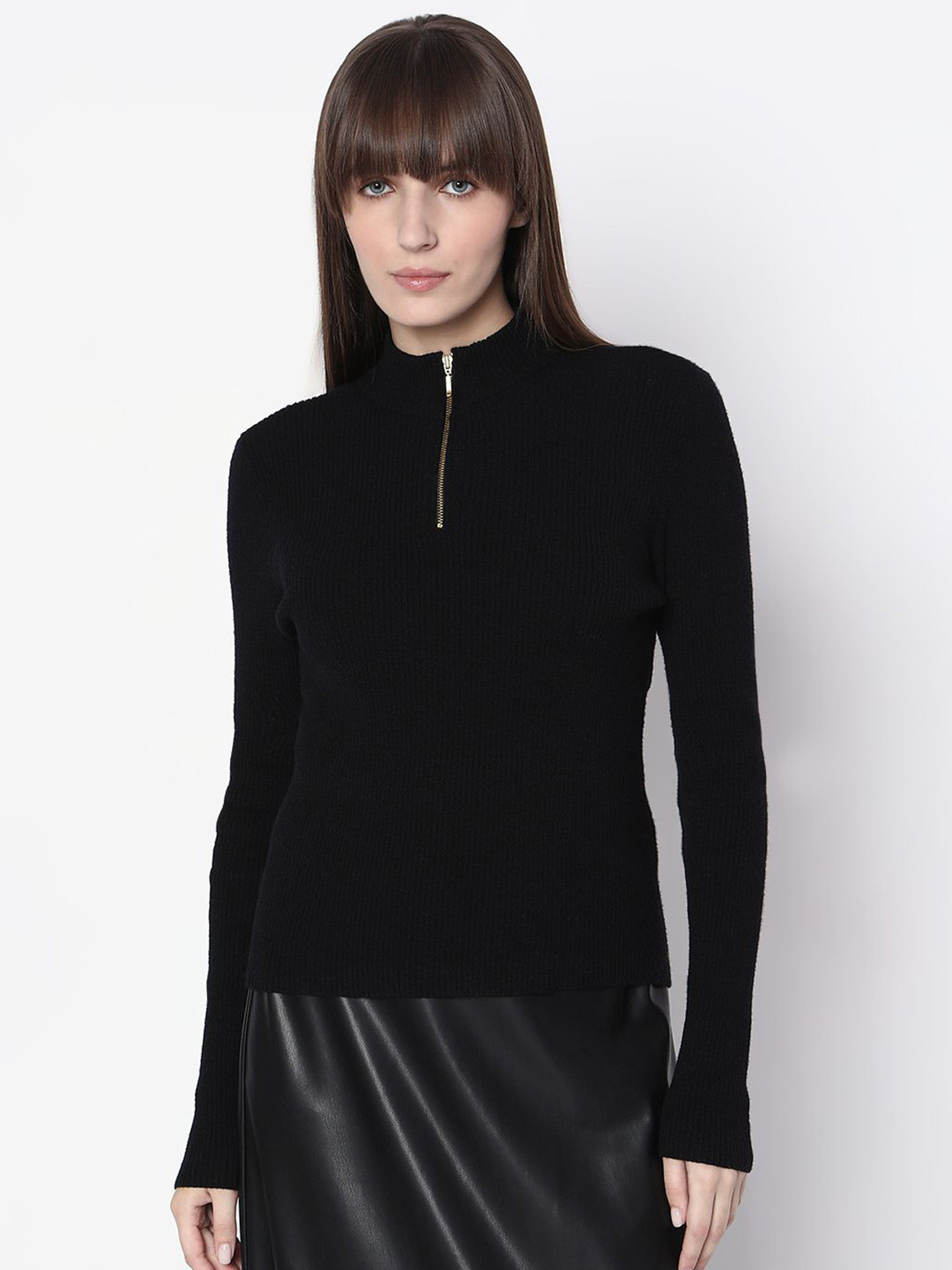 Vero Moda Women Mock Collar Haf Zipper Pullover