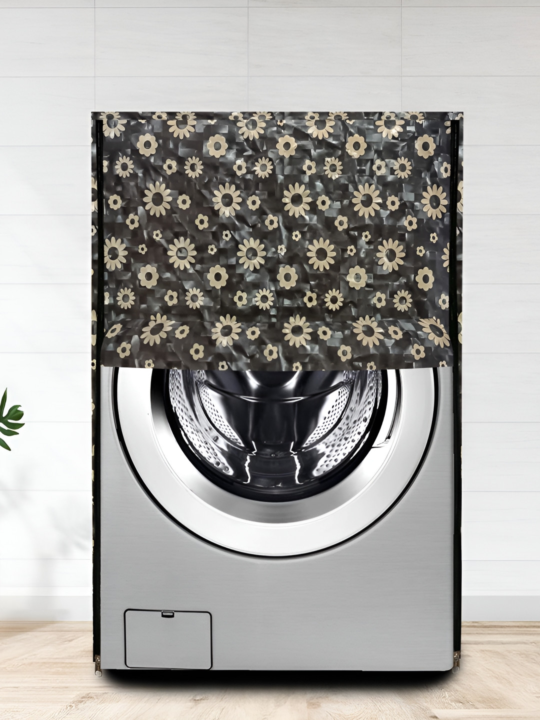 KANUSHI INDUSTRIES Brown & Cream Floral Printed Washing Machine Cover