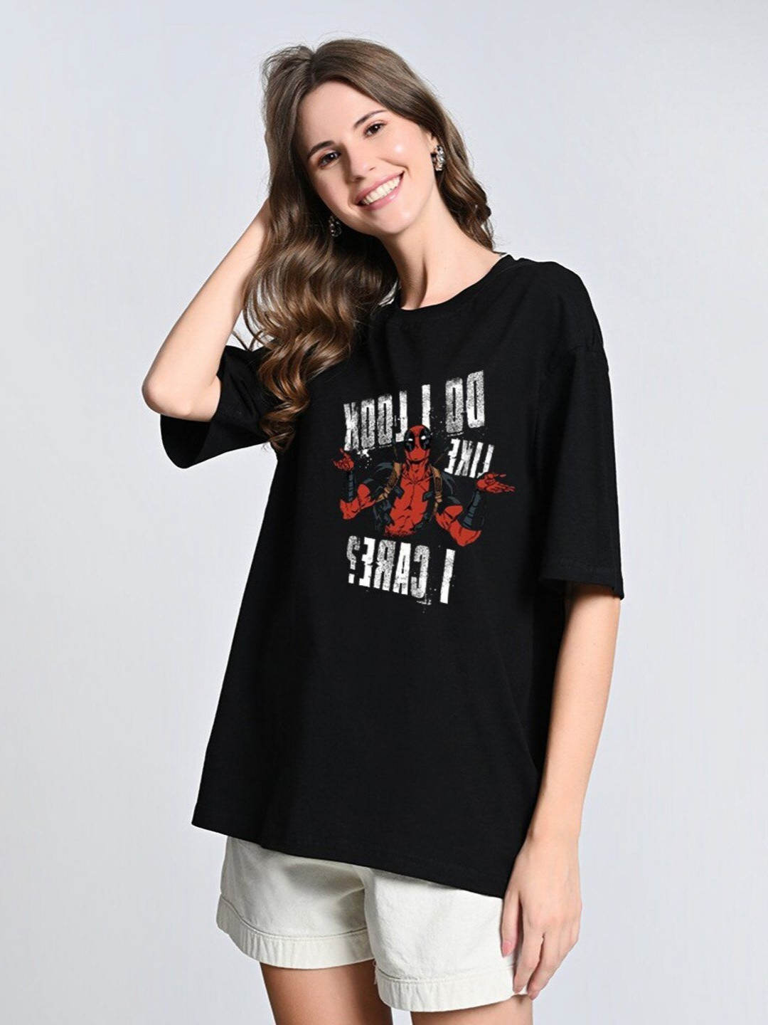 OWL MINK Women Comic Printed Relaxed Fit T-shirt