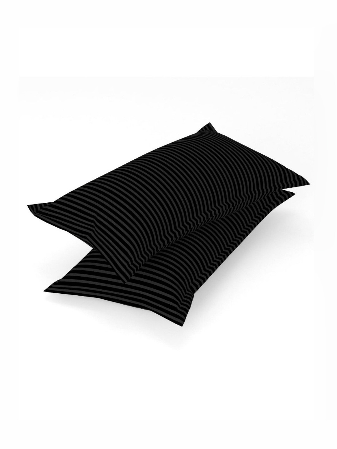 UrbanArts Black 2 Pieces Striped Printed Rectangle Satin Pillow Covers