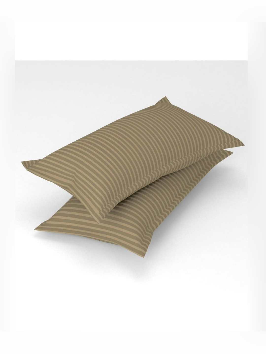 UrbanArts Beige 2 Pieces Striped Printed Rectangle Satin Pillow Covers