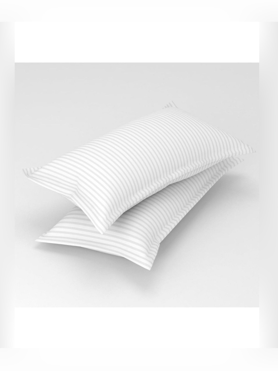 UrbanArts White 2 Pieces Striped Printed Rectangle Satin Pillow Covers