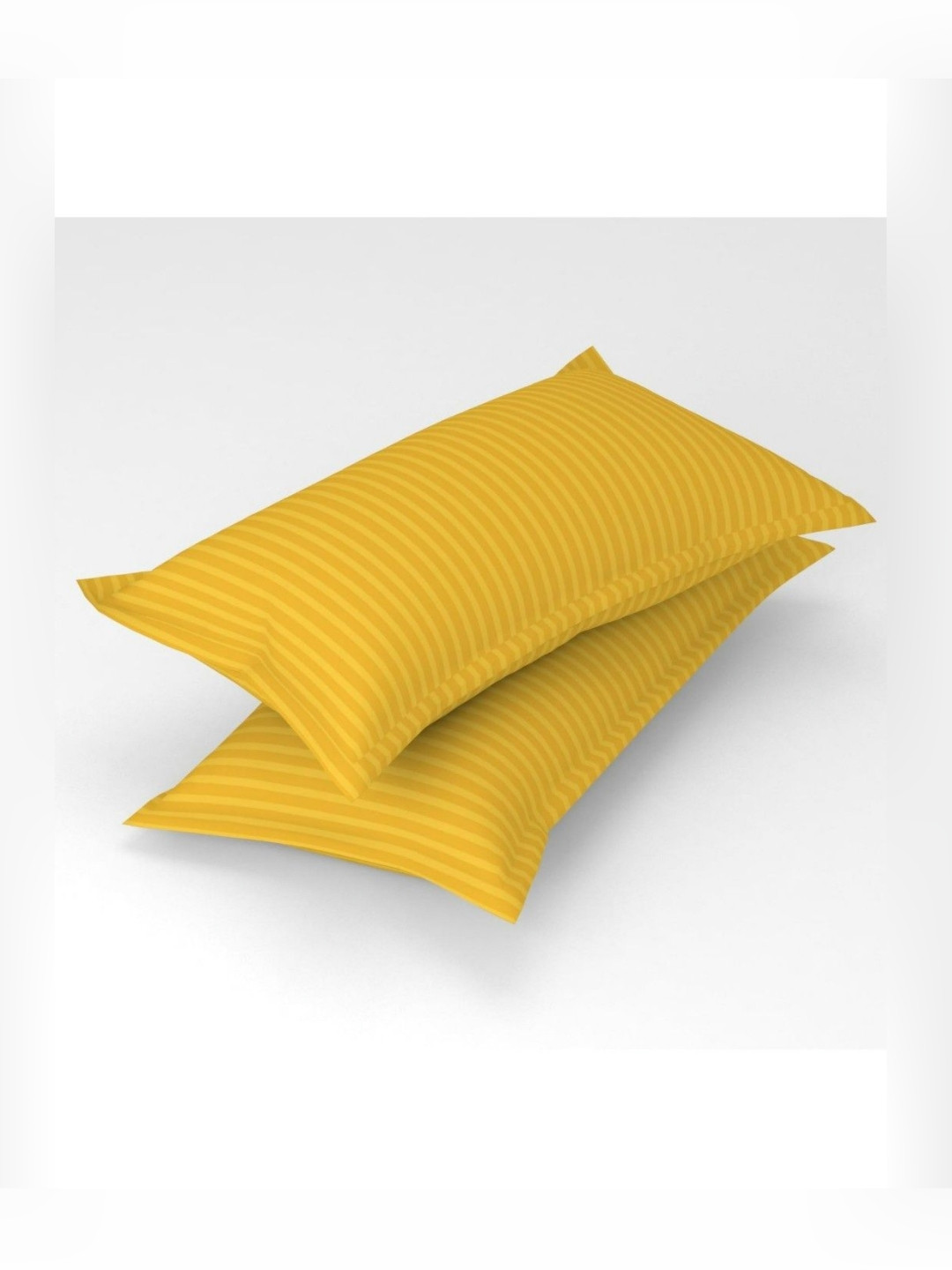 UrbanArts Yellow 2 Pieces Striped Printed Rectangle Satin Pillow Covers