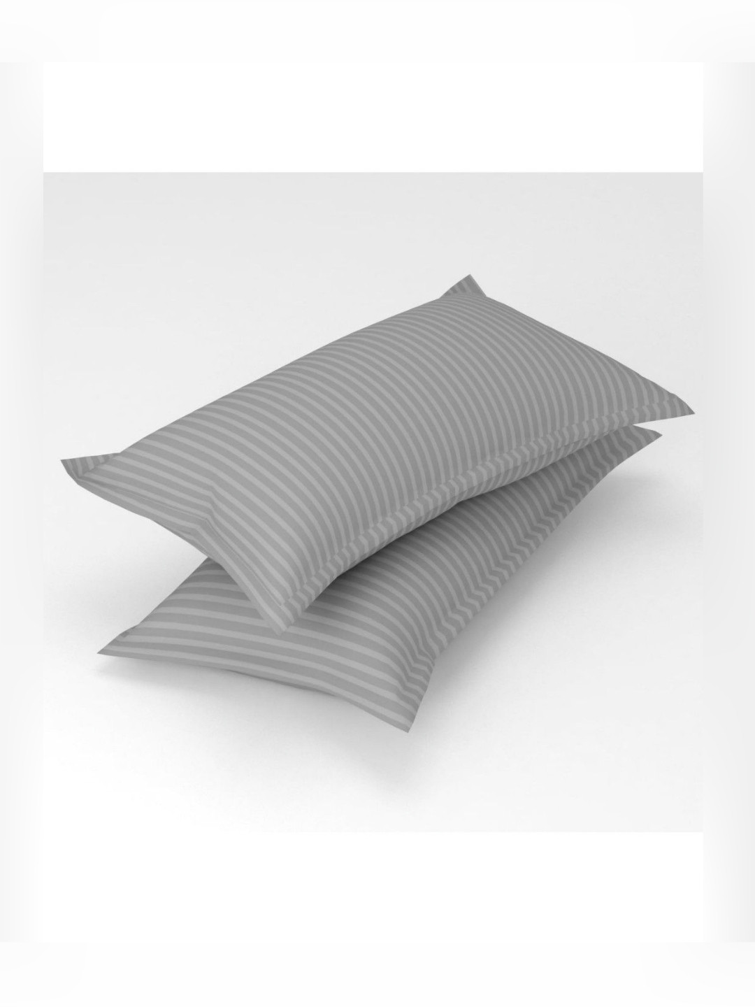 UrbanArts Silver-Toned & Grey 2 Pieces Striped Printed Rectangle Satin Pillow Covers