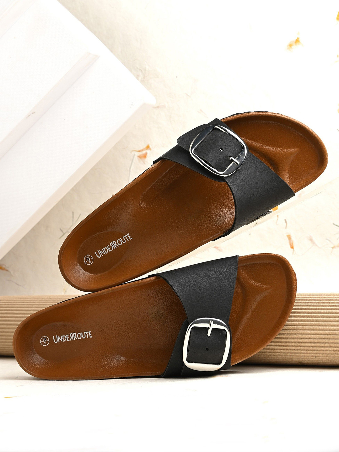 UNDERROUTE Women Buckled Slip-On Flats