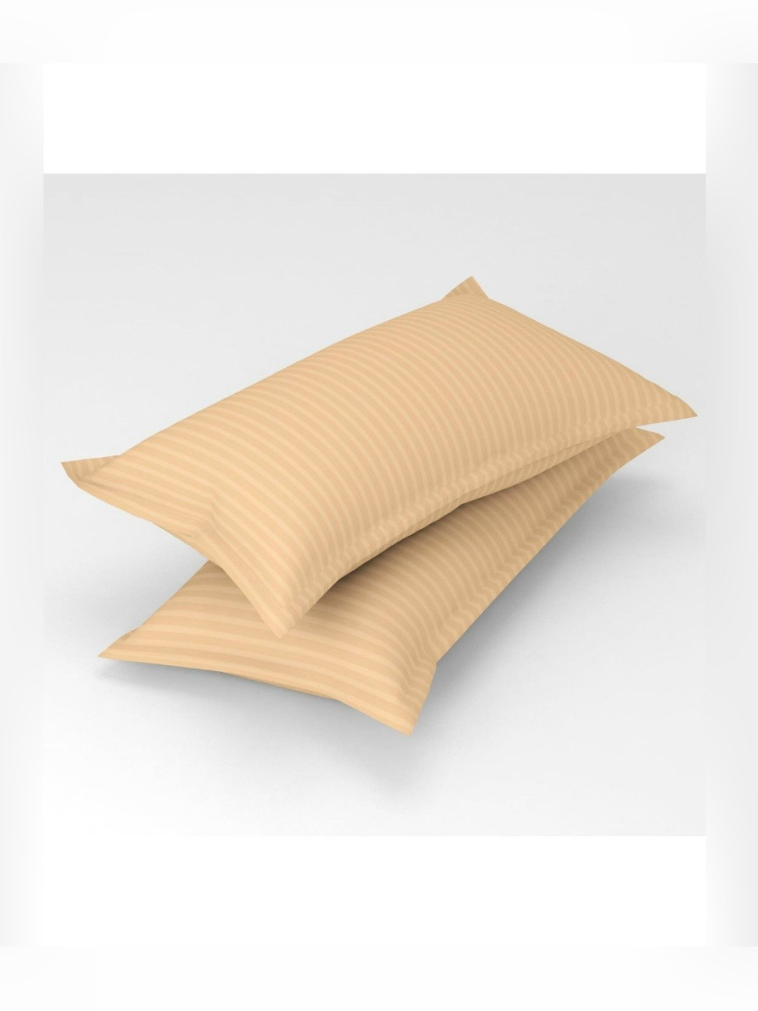UrbanArts Peach-Coloured 2 Pieces Striped Printed Rectangle Satin Pillow Covers