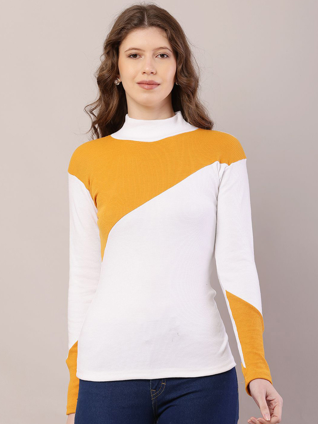 RiseMax Women Colourblocked Long Sleeves Top