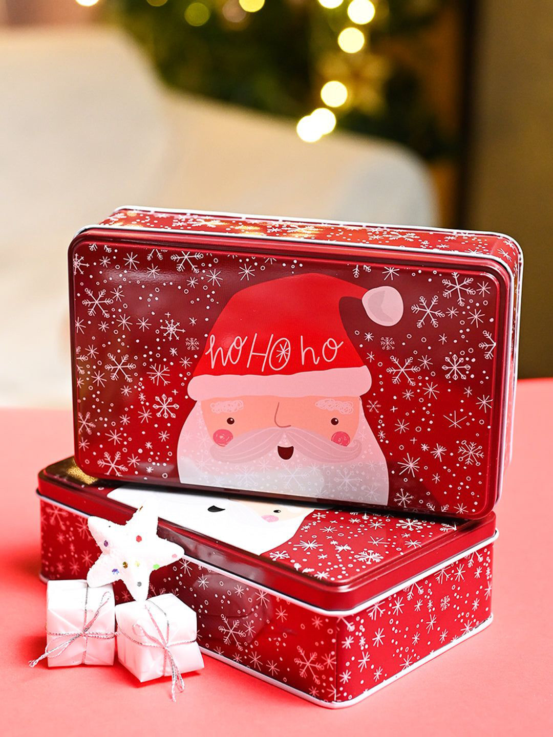 MARKET99 Red 2 Pieces Christmas Cookie Jars Container