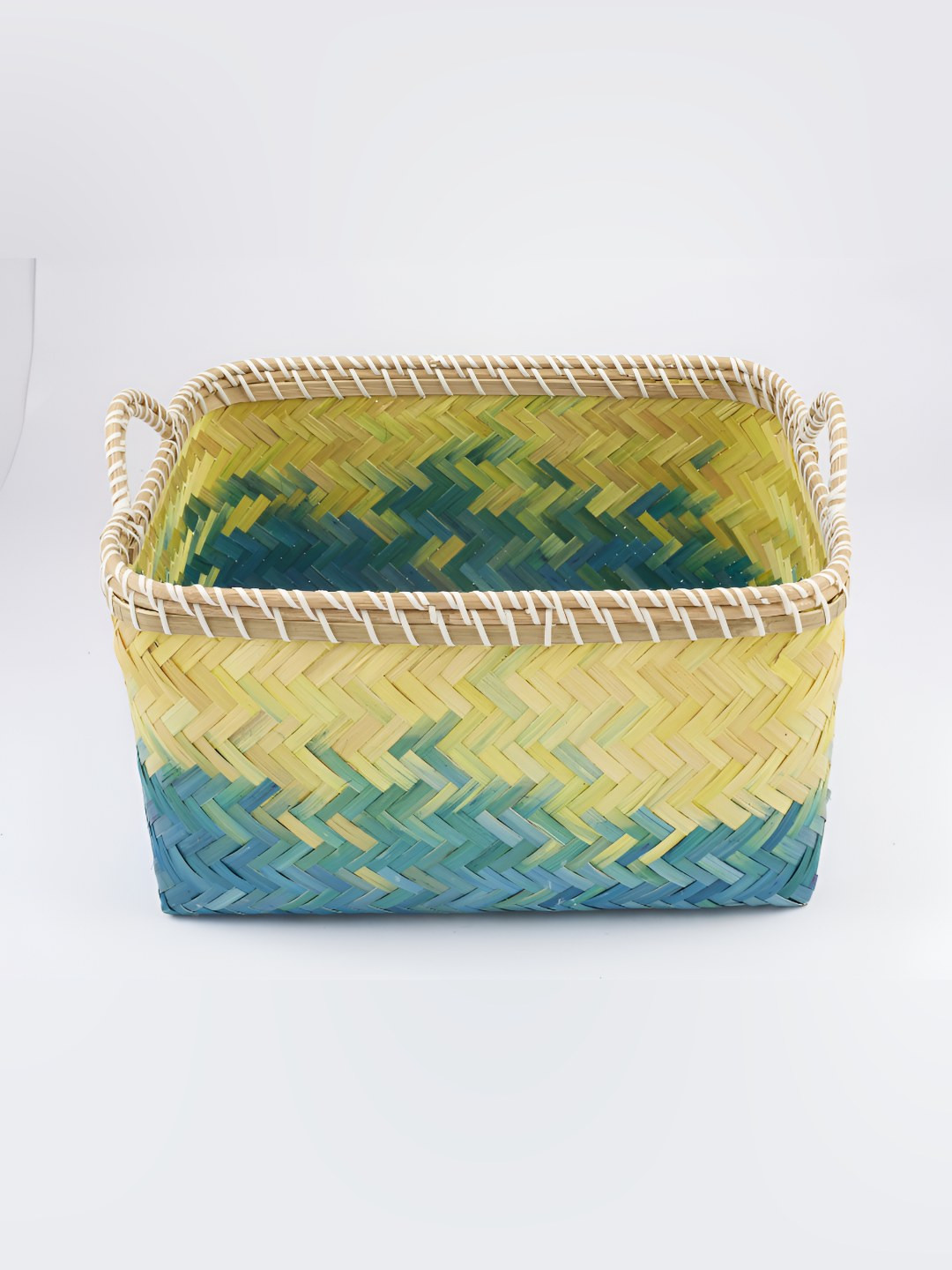 NATURALLY YOURS Yellow & Blue Bamboo Easy to Clean Core Fruit and Vegetable Basket