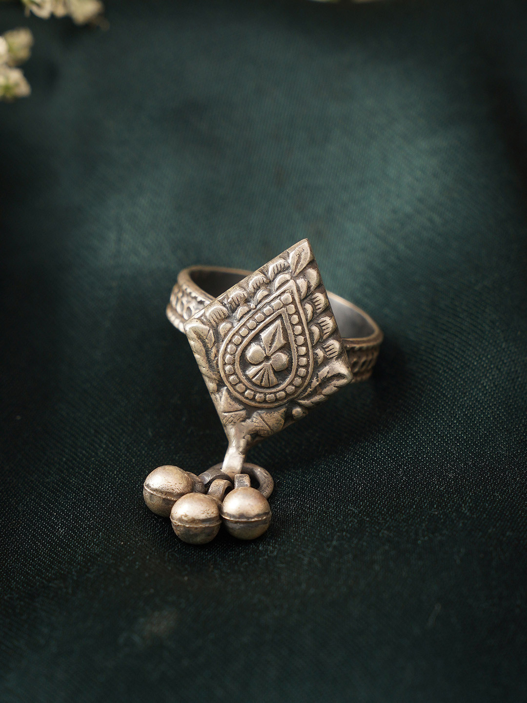 JAYPORE Sterling Silver-Plated Adjustable Finger Ring