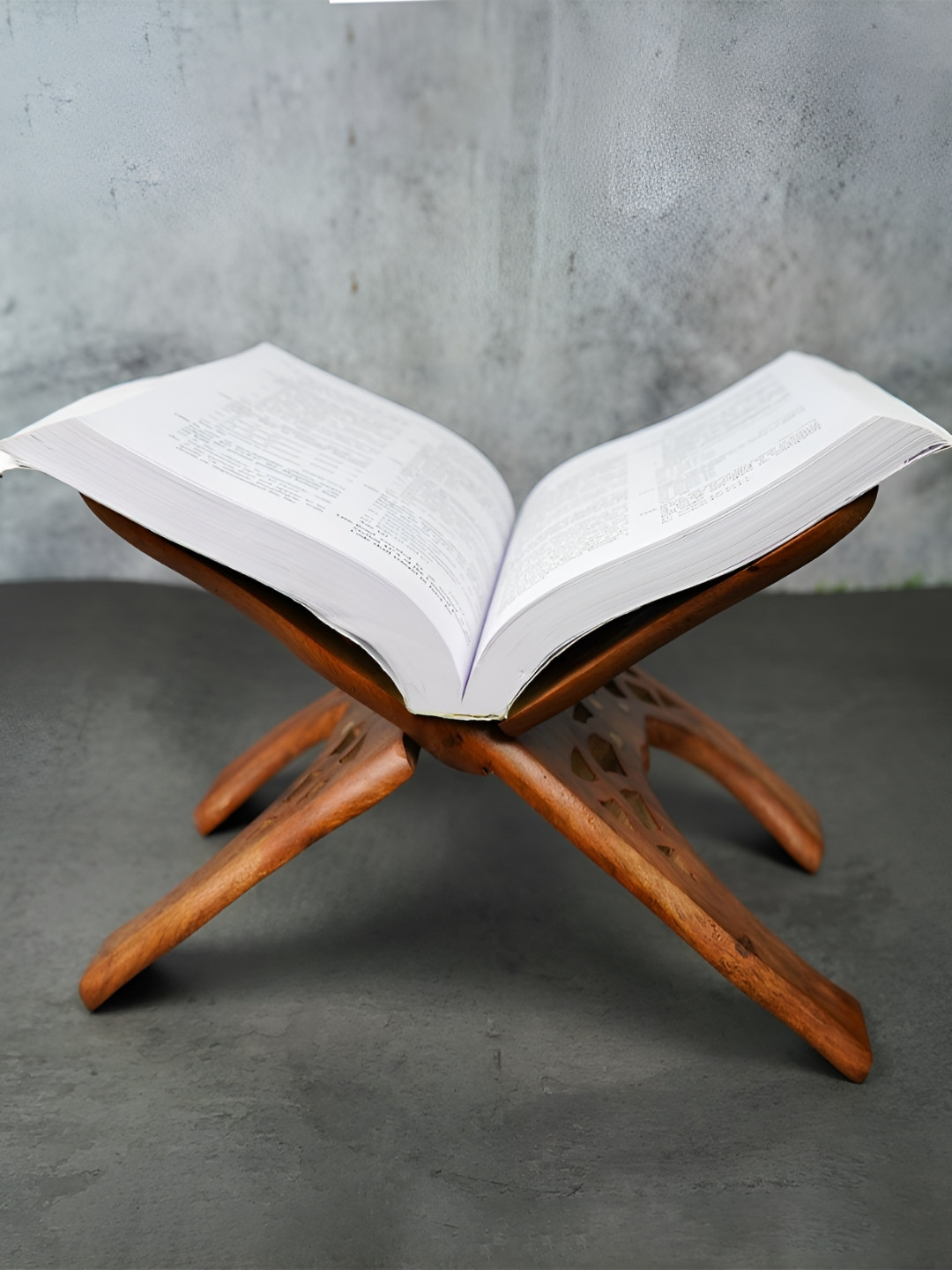 ADA Handicraft Brown Self Design Super Strong Wooden Polished Holy Book Stand
